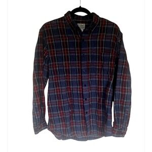 LL‎ Bean Flannel Shirt Plaid Button Down Long Sleeve Mens sz M Grunge Gorpcore